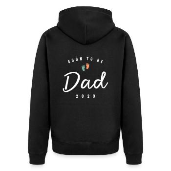 Mens Daddy Soon To Be Dad 2023 Father's Day - Unisex Premium Organic Zip Hoodie - black - Back - Nico (187cm)