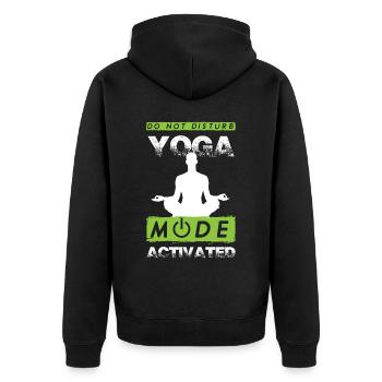 Meditation, Zen Yoga und Pilates - Unisex Premium Bio Zip Hoodie - Schwarz - Hinten - Nico (187cm)