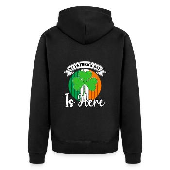 St Paddy's St Patricksday St Patrick Day - Unisex Premium Organic Zip Hoodie - black - Back - Nico (187cm)