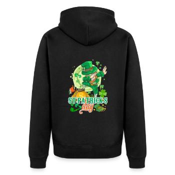 St Paddys St Patricksday St Patrick Day - Unisex Premium Bio Zip Hoodie - Schwarz - Hinten - Nico (187cm)