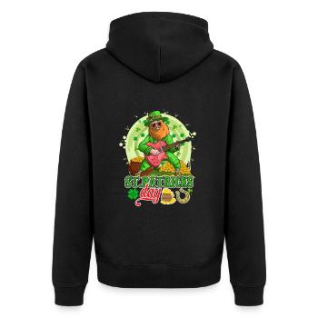 St Paddys St Patricksday St Patrick Day - Unisex Premium Bio Zip Hoodie - Schwarz - Hinten - Nico (187cm)