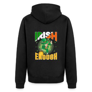 St Paddy's St Patricksday St Patrick Day - Unisex Premium Organic Zip Hoodie - black - Back - Nico (187cm)