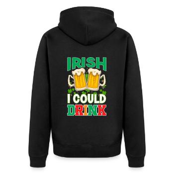 St Paddy's St Patricksday St Patrick Day - Unisex Premium Organic Zip Hoodie - black - Back - Nico (187cm)
