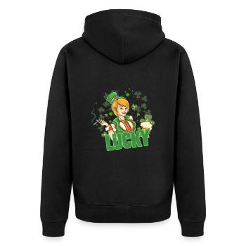 St Paddy’s St Patricksday St Patrick Day - Veste à capuche bio Premium Unisexe - noir - Dos - Nico (187cm)