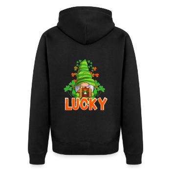 St Paddy's St Patricksday St Patrick Day - Unisex Premium Organic Zip Hoodie - black - Back - Nico (187cm)