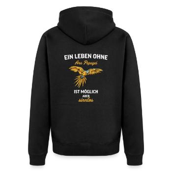 Ara Papagei I Südamerika Exotischer Vogel für - Unisex Premium Bio Zip Hoodie - Schwarz - Hinten - Nico (187cm)