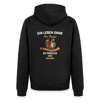 Ara Papagei I Südamerika Exotischer Vogel für - Unisex Premium Bio Zip Hoodie - Schwarz - Hinten - Nico (187cm)