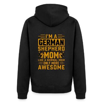 Ich bin Mutter eines Deutschen Schäferhundes - Unisex Premium Bio Zip Hoodie - Schwarz - Hinten - Nico (187cm)