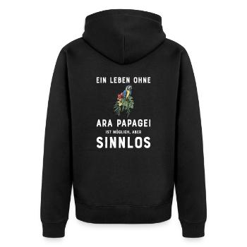 Ara Papagei I Südamerika Exotischer Vogel für - Unisex Premium Bio Zip Hoodie - Schwarz - Hinten - Nico (187cm)