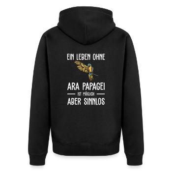 Ara Papagei I Südamerika Exotischer Vogel für - Unisex Premium Bio Zip Hoodie - Schwarz - Hinten - Nico (187cm)