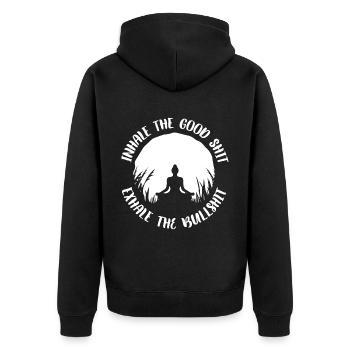 Meditation, Zen Yoga and Pilates - Unisex Premium Organic Zip Hoodie - black - Back - Nico (187cm)