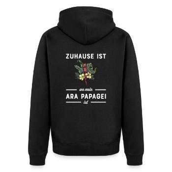 Ara Papagei I Südamerika Exotischer Vogel für - Unisex Premium Bio Zip Hoodie - Schwarz - Hinten - Nico (187cm)