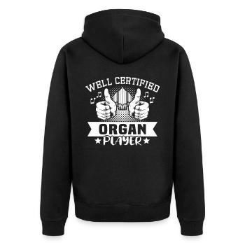 Organist Orgel Spielen - Unisex Premium Bio Zip Hoodie - Schwarz - Hinten - Nico (187cm)