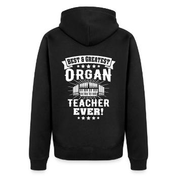 Organist Orgel Spielen - Unisex Premium Bio Zip Hoodie - Schwarz - Hinten - Nico (187cm)