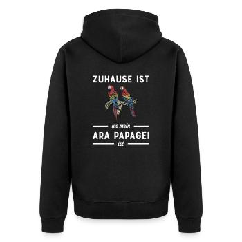 Ara Papagei I Südamerika Exotischer Vogel für - Unisex Premium Bio Zip Hoodie - Schwarz - Hinten - Nico (187cm)
