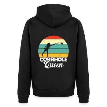 Cornhole - Unisex Premium Bio Zip Hoodie - Schwarz - Hinten - Nico (187cm)