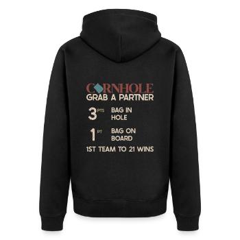Cornhole - Unisex Premium Bio Zip Hoodie - Schwarz - Hinten - Nico (187cm)