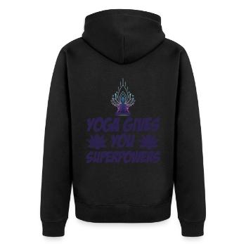 Meditation, Zen Yoga und Pilates - Unisex Premium Bio Zip Hoodie - Schwarz - Hinten - Nico (187cm)