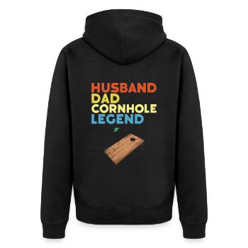 Cornhole - Unisex Premium Bio Zip Hoodie - Schwarz - Hinten - Nico (187cm)