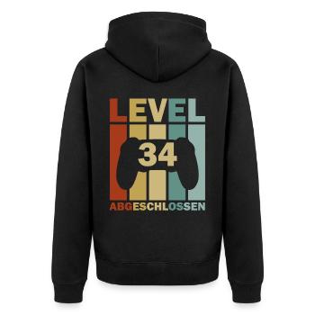 34. Geburtstag Februar Jahrgang 1989 Gamer - Unisex Premium Bio Zip Hoodie - Schwarz - Hinten - Nico (187cm)