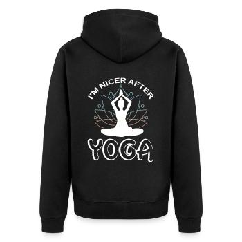 Meditation, Zen Yoga and Pilates - Unisex Premium Organic Zip Hoodie - black - Back - Nico (187cm)