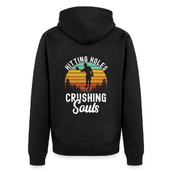 Cornhole - Unisex Premium Bio Zip Hoodie - Schwarz - Hinten - Nico (187cm)