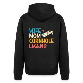 Cornhole - Unisex Premium Bio Zip Hoodie - Schwarz - Hinten - Nico (187cm)
