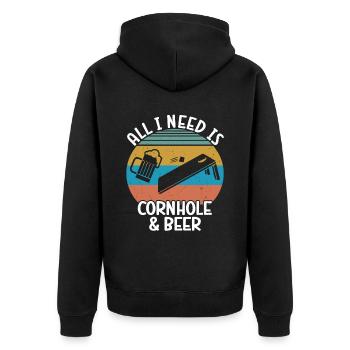 Cornhole - Unisex Premium Bio Zip Hoodie - Schwarz - Hinten - Nico (187cm)