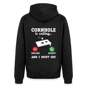 Cornhole - Unisex Premium Bio Zip Hoodie - Schwarz - Hinten - Nico (187cm)