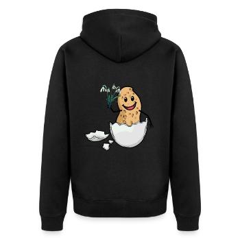 Pâques Cacahuète Printemps Oeuf de Pâques Flore Coquille d’œuf - Veste à capuche bio Premium Unisexe - noir - Dos - Nico (187cm)
