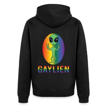 Gender Lesbian, Gay, Trans, Queer Rainbow - Unisex Premium Organic Zip Hoodie - black - Back - Nico (187cm)