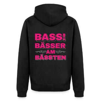 GOA Techno House Party EDM Festival Electro Rave - Unisex Premium Bio Zip Hoodie - Schwarz - Hinten - Nico (187cm)