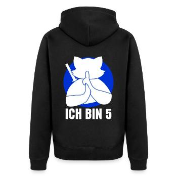 Ninja Katze Fünf Jahre zum 5. Geburtstag - Unisex Premium Bio Zip Hoodie - Schwarz - Hinten - Nico (187cm)