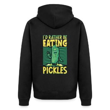 I'd rather be eating pickles - Gurken - Unisex Premium Bio Zip Hoodie - Schwarz - Hinten - Nico (187cm)