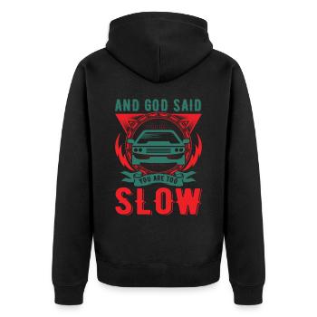 Tuner de voiture, Mécanicien automobile, Voiture de course, Tuning - Veste à capuche bio Premium Unisexe - noir - Dos - Nico (187cm)