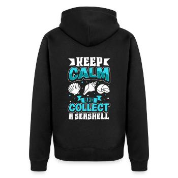 Keep Calm and Collect a Seashell - Muschelsammler - Unisex Premium Organic Zip Hoodie - black - Back - Nico (187cm)
