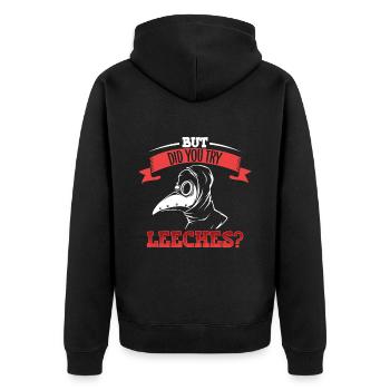 Schon Blutegel versucht - Pestdoktor - Unisex Premium Bio Zip Hoodie - Schwarz - Hinten - Nico (187cm)