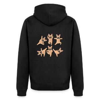Yoga Französische Bulldogge Meditation Hund Yoga - Unisex Premium Bio Zip Hoodie - Schwarz - Hinten - Nico (187cm)
