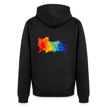 Hamster Splash Art Tierliebhaber - Unisex Premium Bio Zip Hoodie - Schwarz - Hinten - Nico (187cm)