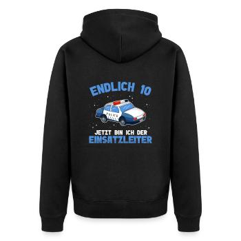 Polizei 10. Geburtstag Junge Polizei - Unisex Premium Bio Zip Hoodie - Schwarz - Hinten - Nico (187cm)