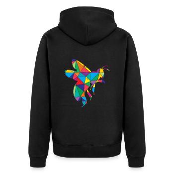 Biene Polygon Lustiges Imker - Unisex Premium Bio Zip Hoodie - Schwarz - Hinten - Nico (187cm)