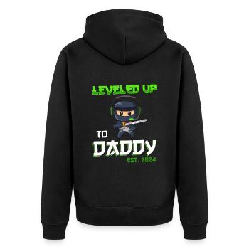Leveled Up To Daddy Est. 2023 Gaming Ninja - Unisex Premium Organic Zip Hoodie - black - Back - Nico (187cm)