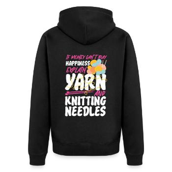Knitting Knitter If Money Can't - Unisex Premium Bio Zip Hoodie - Schwarz - Hinten - Nico (187cm)