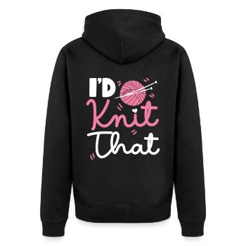 Knitting Knitter Pun I'd Knit That - Unisex Premium Organic Zip Hoodie - black - Back - Nico (187cm)