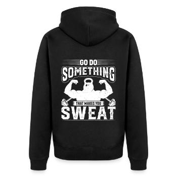Go and do something that will make you sweat. - Unisex Premium Organic Zip Hoodie - black - Back - Nico (187cm)