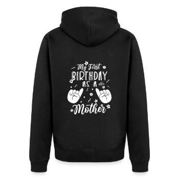Mon premier anniversaire en tant que maman papa papa papa - Veste à capuche bio Premium Unisexe - noir - Dos - Nico (187cm)