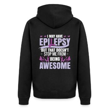 Ich kann Epilepsie haben - Unisex Premium Bio Zip Hoodie - Schwarz - Hinten - Nico (187cm)