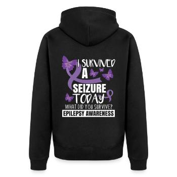 Epilepsy Awareness - Unisex Premium Organic Zip Hoodie - black - Back - Nico (187cm)