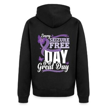 Epilepsy Awareness Gifts - Unisex Premium Organic Zip Hoodie - black - Back - Nico (187cm)