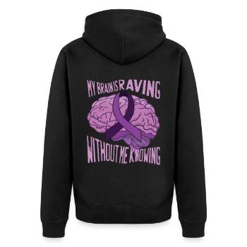 Funny Epilepsy Awareness - Unisex Premium Organic Zip Hoodie - black - Back - Nico (187cm)